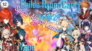 Genshin Impact 2.8 Spiral Abyss Floor 12 - Diluc Vape and Hypercarry Tartaglia (9 Stars)