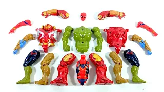 avengers superhero toys.. red spiderman vs thanos armor vs hulk buster vs hulk smash.. merakit..