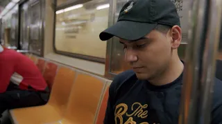 Devon Rodriguez behind the scenes of drawing on the New York City subway