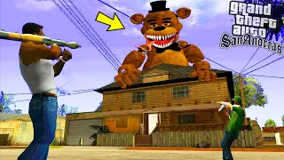 شاهد أسوء اخطر وحش هَجم علينا في حي غروف ستريت في قراند سان اندرياس || GTA San freddy fazbear