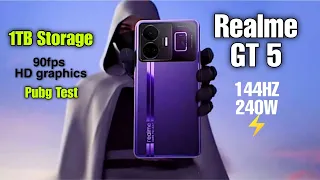 Realme GT 5 144HZ, 240W⚡1 TB storage😱90fps Pubg HD graphics test🔥OMG‼️#realme