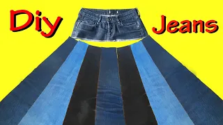 [DIY]♦️ How to make a skirt from Old jeans /easy sewing/ Reuse ideas with old clothes