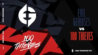 EG vs. 100 - Week 4 Day 1 | LCS Spring Split | Evil Geniuses vs. 100 Thieves (2023)