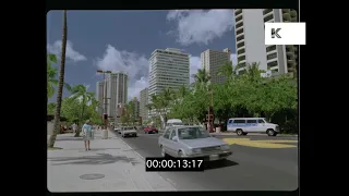 1980s Waikiki Beach, Hawaii, Cars Pass, HD from 35mm | Kinolibrary