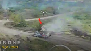 Attack Footage!! Ukraine Kamikaze Drone Destroy 'Most Dangerous' TOS-1A Rocket System in Bakhmut