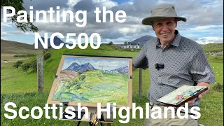 Painting a Large Plein Air Watercolour at Elphin, Scottish Highlands on the NC500