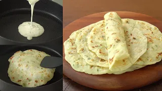 3 Minute Liquid Dough, Garlic Flatbread :: No-yeast, No-kneading, Quick and Easy :: Garlic Naan