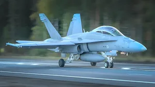 Close-Up F/A-18D Hornet Highway Landing & Takeoff