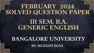 2024 QP- 3rd Sem. B.A. Generic English-BU