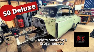 Heits Mustang II crossmember install on the 1950 Deluxe