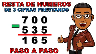 RESTA DE NUMEROS DE TRES 3 CIFRAS PRESTANDO O REAGRUPANDO PARA NIÑOS DE PRIMARIA