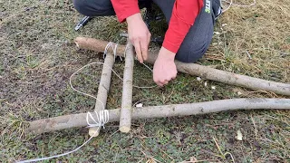 Making a chair for comfort on a hike