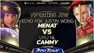 Echo Fox Justin Wong (Menat) vs UYU NL (Cammy) - VSFighting 2018 - Losers Semis - SFV - CPT 2018