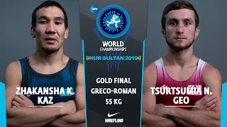 GOLD GR - 55 kg: K. ZHAKANSHA (KAZ) v. N. TSURTSUMIA (GEO)