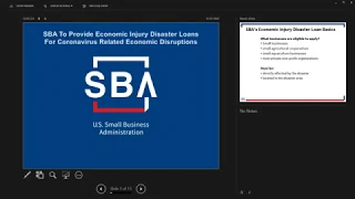 How To Obtain an SBA Economic Disaster Loan - Recorded Webinar (Ray Graves, Cleveland SBA)