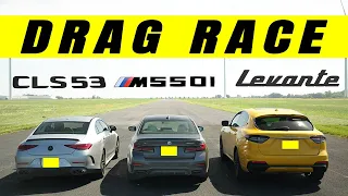 Mercedes Benz CLS53 AMG Races BMW M550i XDrive and Maserati Levante Modena S, lesson learned.