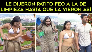 Le dijeron patito feo a la de limpieza hasta que la vieron en traje de baño y reaccionaron así