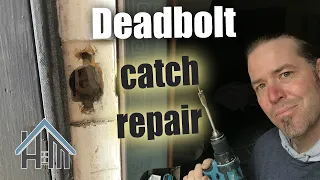 How to repair deadbolt catch, replace wood behind plate. Door jamb repair. Easy!