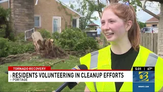 Volunteers come together for Portage cleanup effort in tornado aftermath