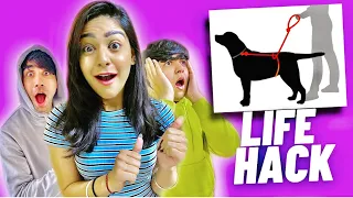 TRYING LIFE HACKS WITH MY BROTHER AND SISTER PART PATA NAHI | Rimorav Vlogs