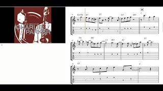 Yardbird Suite - Charlie Parker solo transcription with tab and standard notation.