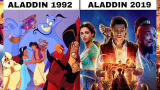 ALADDIN ANIMATION(1992) AND ALADDIN(2019) CHARACTERS COMPARISON | ACTORS CHANGES | CHARACTER GETUP