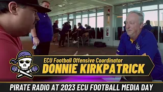 ECU Football Offensive Coordinator Donnie Kirkpatrick with PRL Host Clip Brock at 2023 Media Day.