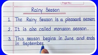 10 lines on Rainy Season in English/Rainy season 10 lines Essay in English Writing