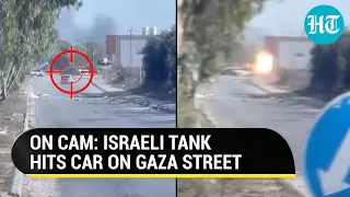 Israeli Tank Directly Fires At Palestinian Car On Gaza Street | Viral Video