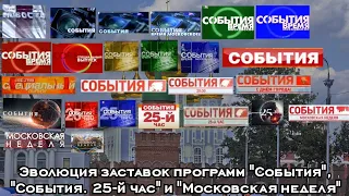 Эволюция заставок программ "События", "События. 25-й час" и "Московская неделя"