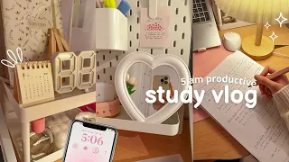 5am productive study vlog🍓realistic day of an uni student, lots of studying tips🍵
