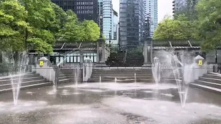 Water fountain in Coal Harbour Vancouver