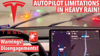 Is Tesla Autopilot Safe in Heavy Rain? + Autosteer Merging (not FSD)