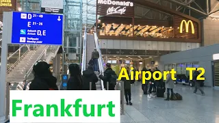 Airport Frankfurt Terminal 2 (Flughafen) walking check-in / Pick-up and halls and Visitor´s terrace