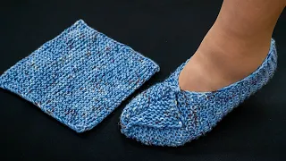 Knitted slippers from a square - a simple and quick tutorial for beginners!