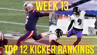 Top 12 Kicker Rankings Week 13 Fantasy Football