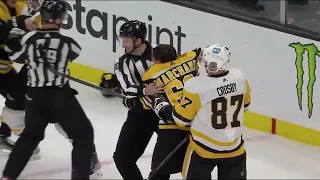 Brad Marchand cheap shot …PUNCHES Tristan Jarry in the HEAD! Swings Stick at Him!