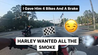 HARLEY VS BANSHEE…🏁 I Gave Him 4 Bikes And A Brake (Blew My Motor)😩
