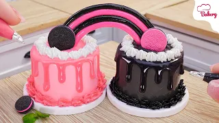 [💕Mini Cake 💕] Tasty Black vs Pink Raibow Twin Cake | Mini Bakery