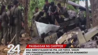 Mga imbestigador ng Phl Air Force, sinuri ang pinagbagsakan ng helicopter na ikinamatay ng 3 sundalo