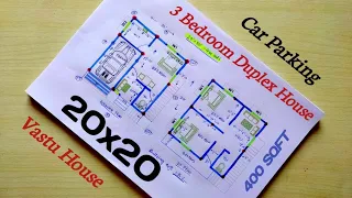 400 SQFT North Face VASTU Duplex House Design with CAR PARKING | low budget house design