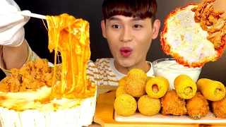 ASMR 매콤꾸덕한 치즈로제오뎅과 뿌링클 치즈볼 핫도그 먹방~!! Cheese Rose Fishcake With Cheese Ball Chicken Legs 🍗 MuKbang~!