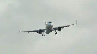 Planes struggle to land at Heathrow Airport as Storm Eunice hits London.