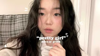 The “PRETTY GIRL” makeup📂: Pinterest Clean Girl +Hair for School(chitchat grwm)