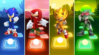 Sonic The Hedgehog 🆚 Knuckles Sonic 🆚 Super Sonic Exe 🆚 Green Sonic | Sonic Tiles Hop EDM Rush