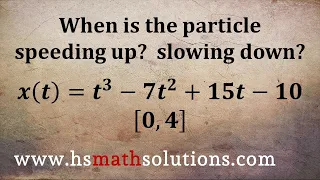 Particle Motion - Speeding Up and Slowing Down (Example, AP Calculus)