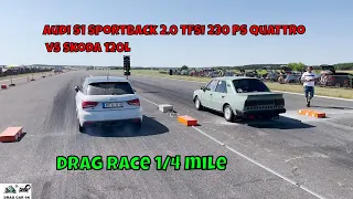 Audi S1 Sportback 2.0 TFSI 230 PS Quattro vs Škoda 120L drag race 1/4 mile 🚦🚗 - 4K UHD