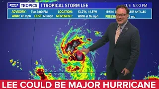 Tuesday afternoon tropical update: Tropical Storm Lee could become major hurricane