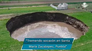 Puebla. Socavón en Santa María Zacatepec a punto de tragarse una casa