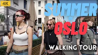 Summer in OSLO Streets - Walking Tour [4K]